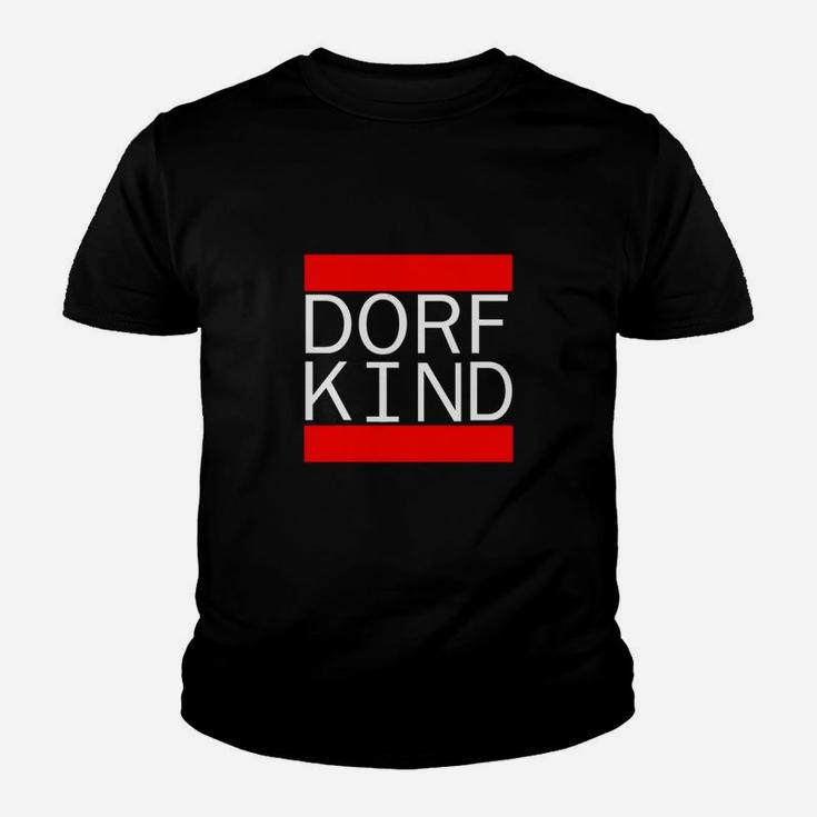 Dorfkind Grafik Kinder Tshirt in Schwarz, Lustiges Dorfleben Motiv