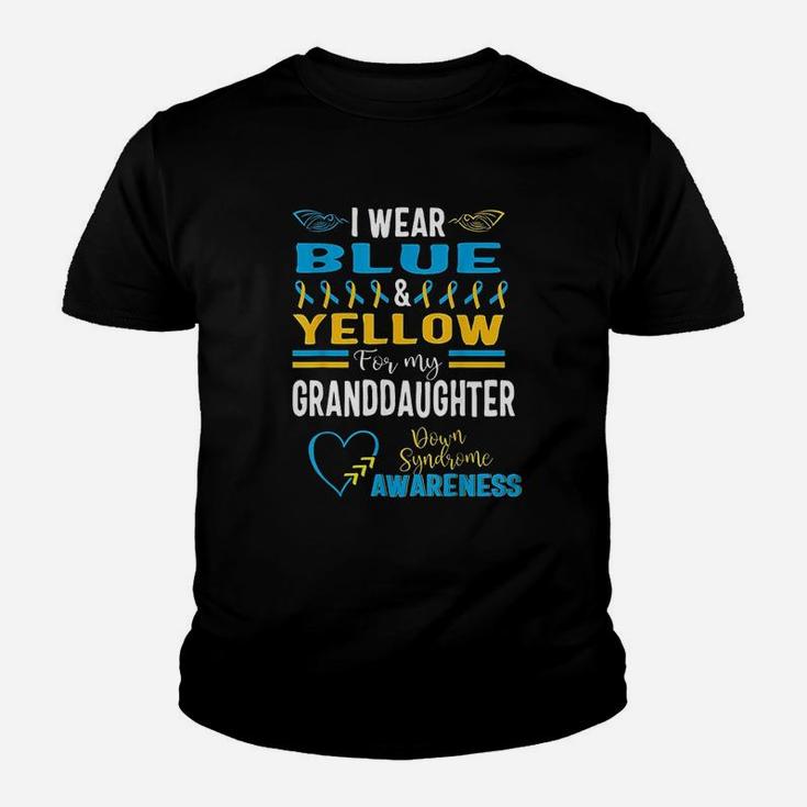 Down Syndrome Awareness I Wear Blue Yellow For Granddaughter Kid T-Shirt