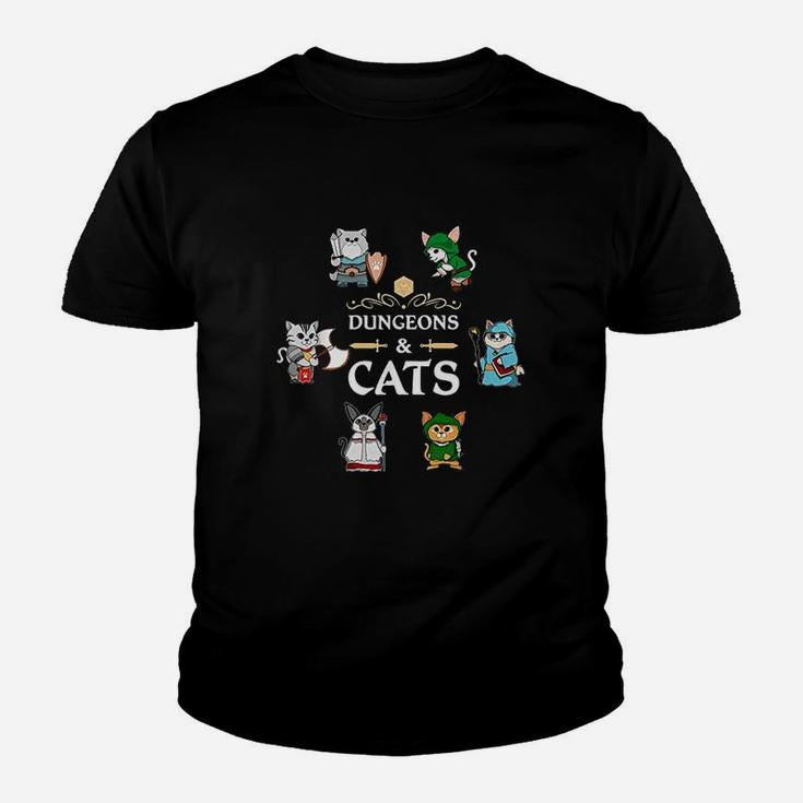Dungeons And Cats Rpg D20 Fantasy Roleplaying Gamers Youth T-shirt