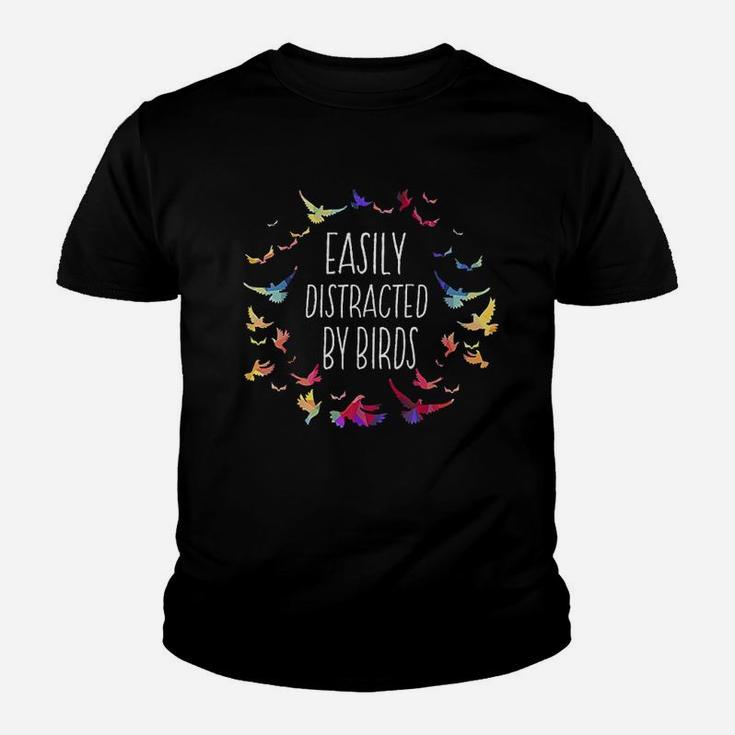 Easily Distracted By Birds Bird Lover Birder Gifts Kid T-Shirt