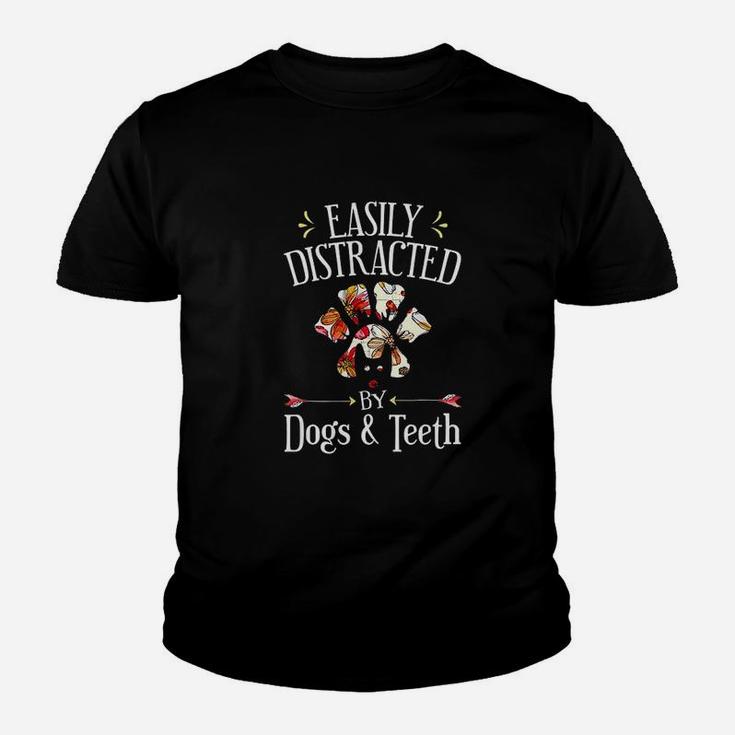 Easily Distracted By Dogs And th Dental Hygienist Student Kid T-Shirt