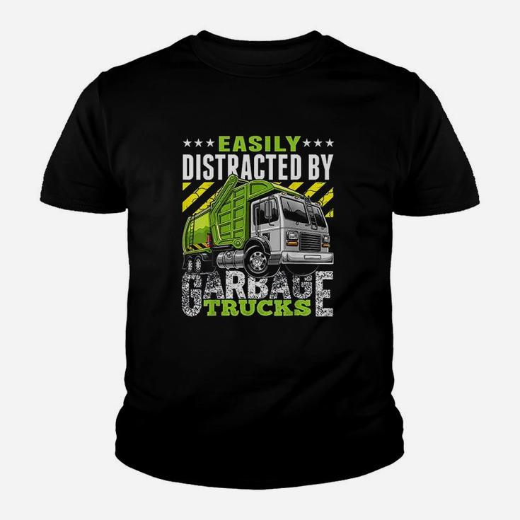 Easily Distracted By Garbage Trucks Funny Gift Kid T-Shirt