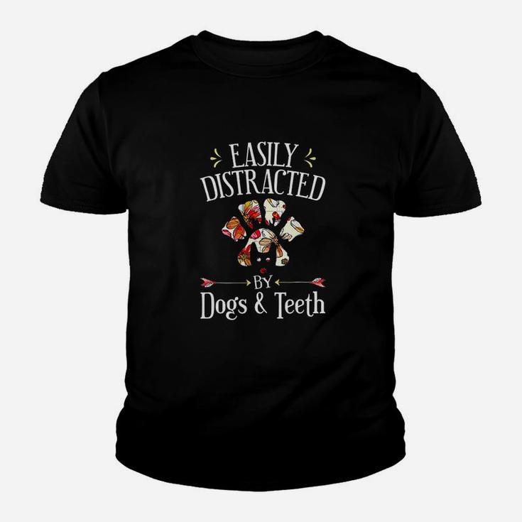 Easily Distracted Dogs And th Dental Hygienist Student Kid T-Shirt
