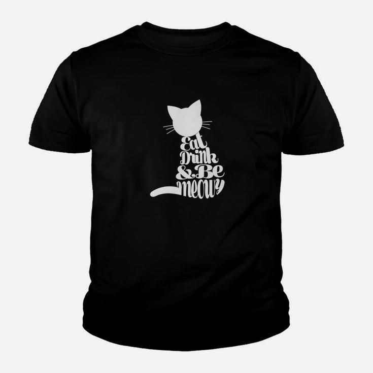 Eat Drink And Be Meowy Christmas Cat Gift Fun Xmas Shirt Kid T-Shirt