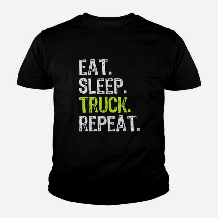 Eat Sleep Truck Repeat Trucker Driver Funny Gift Kid T-Shirt