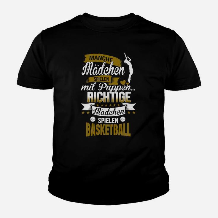 Echte Mädchen spielen Basketball Damen-Kinder Tshirt, Sportliches Statement in Schwarz