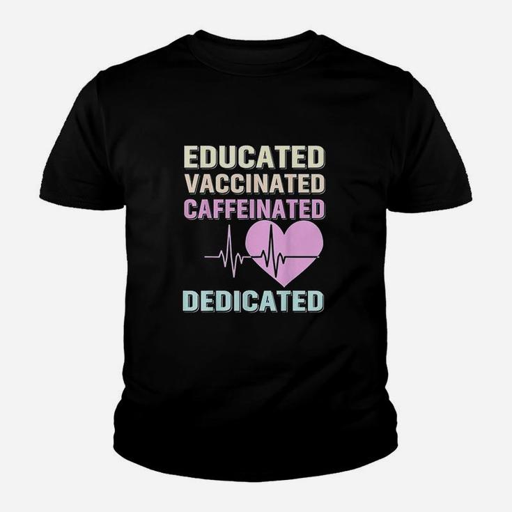 Educated Vaccinated Caffeinated Dedicated Funny Gift Kid T-Shirt