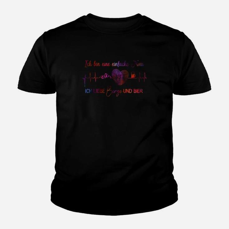 Einfache Frau Herz EKG Kinder Tshirt, Damen Design mit Herzlinie