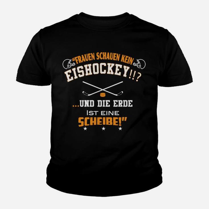 Eishockeyfrauen Erde Scheibe Kinder T-Shirt