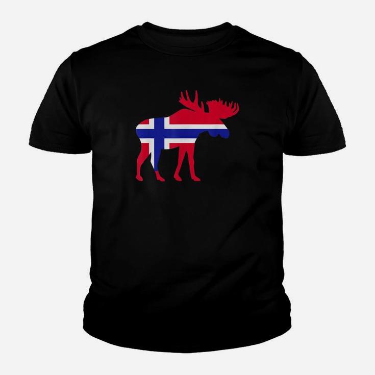 Elch Silhouette Flaggenmuster Norwegen Kinder Tshirt Unisex, Trendiges Design