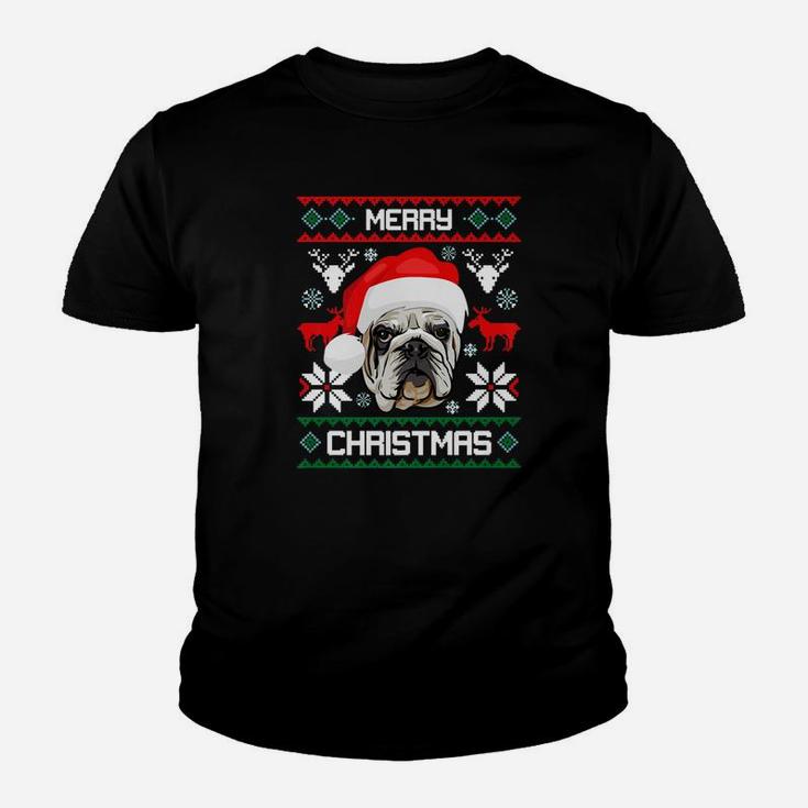English Bulldog Merry Christmas Dog Gift Cute Kid T-Shirt