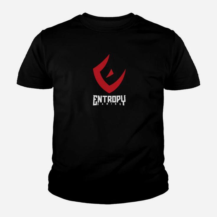 Entropy Logo Herren Kinder Tshirt in Schwarz, Modernes Grafikdesign