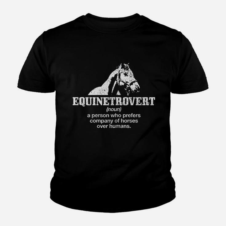 Equinetrovert Definition Funny Horse Riding Horse Girl Gift Kid T-Shirt