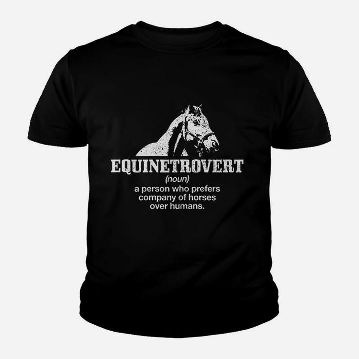 Equinetrovert Definition Funny Horse Riding Horse Girl Gift Kid T-Shirt
