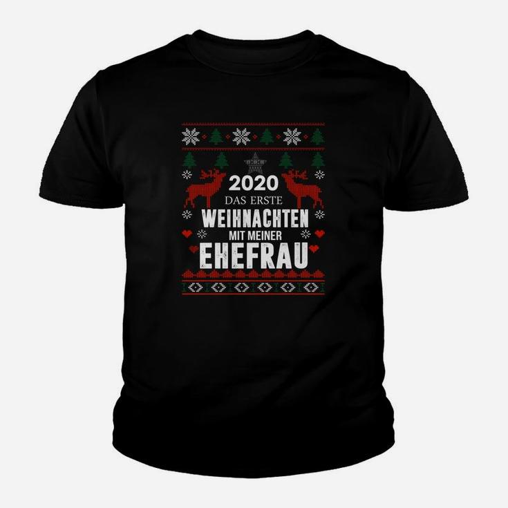 Erstes Weihnachten mit Ehefrau 2020 Kinder Tshirt, Weihnachtsmotiv Paare