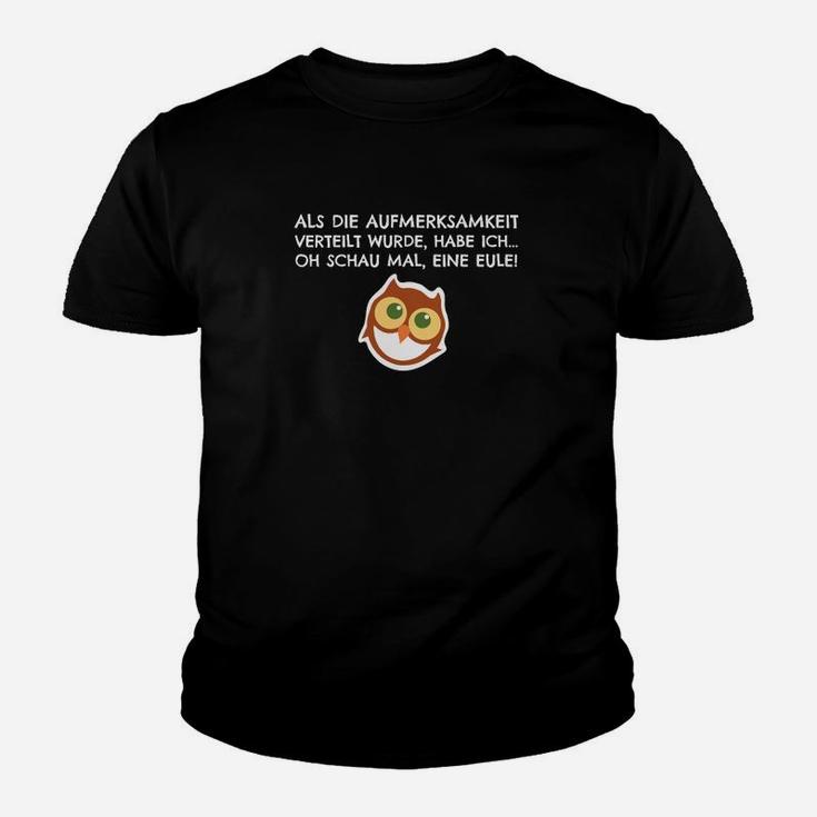 Eulen-Motiv Schwarzes Kinder Tshirt mit Lustigem Spruch, Humorvoll