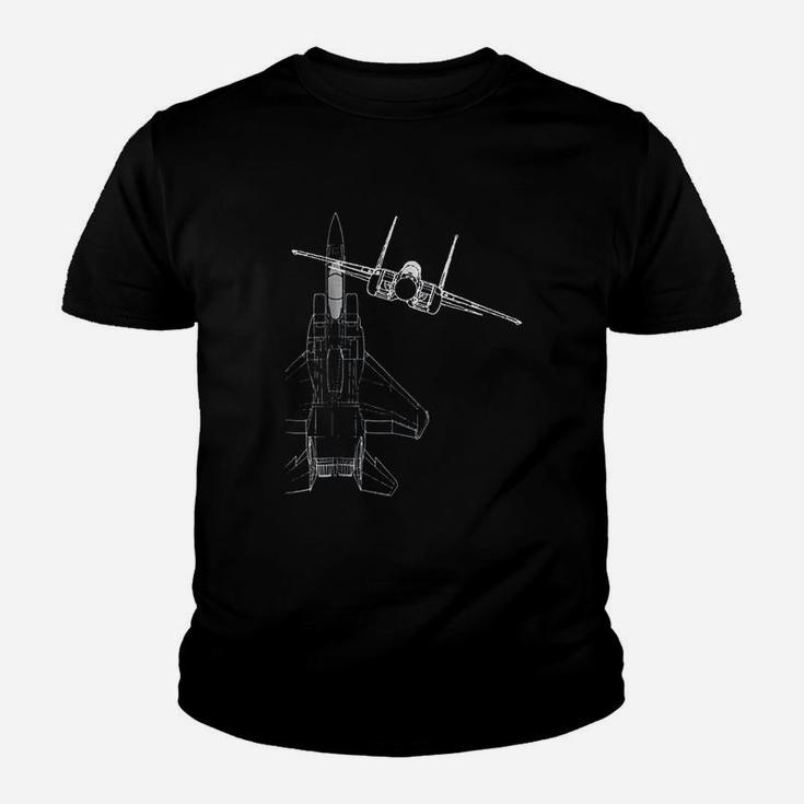 F15 Eagle Line Art Military Jet Fighter Kid T-Shirt