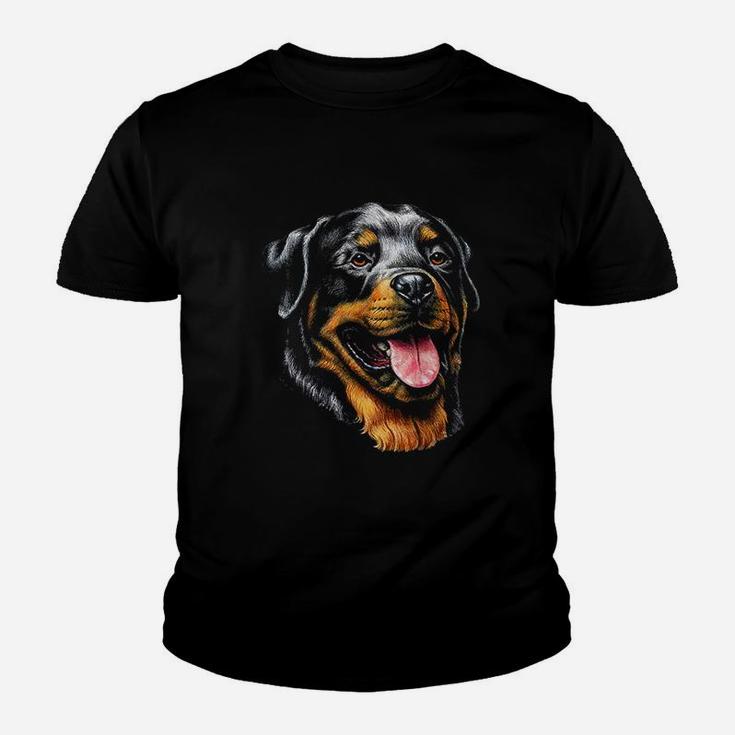 Face Portrait Watercolor Painting Rott Cool Gift Rottweiler Kid T-Shirt