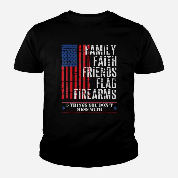Family Faith Friends Flag American Flags Kid T-Shirt