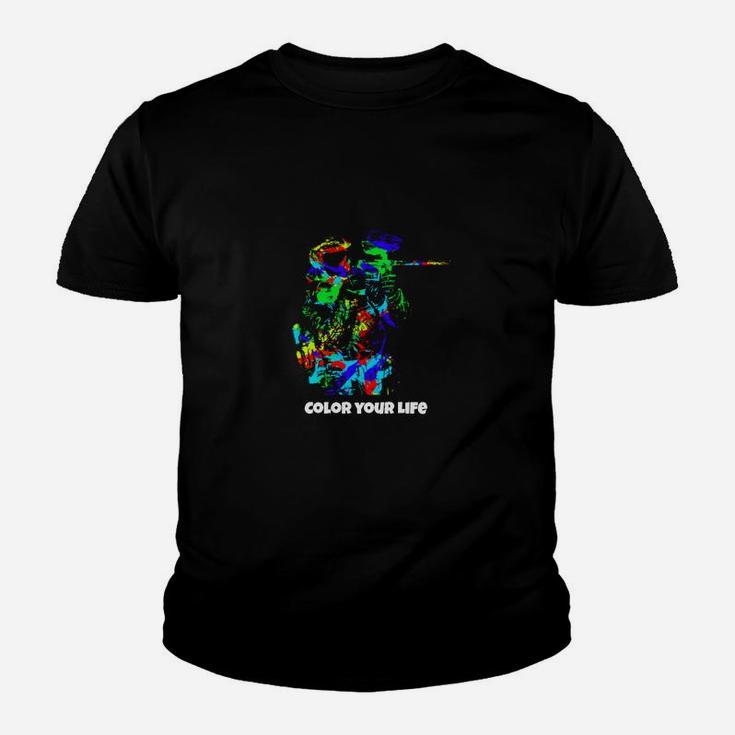 Farbenfrohes Designer-Kinder Tshirt 'Color Your Life', Abstrakter Kunstdruck