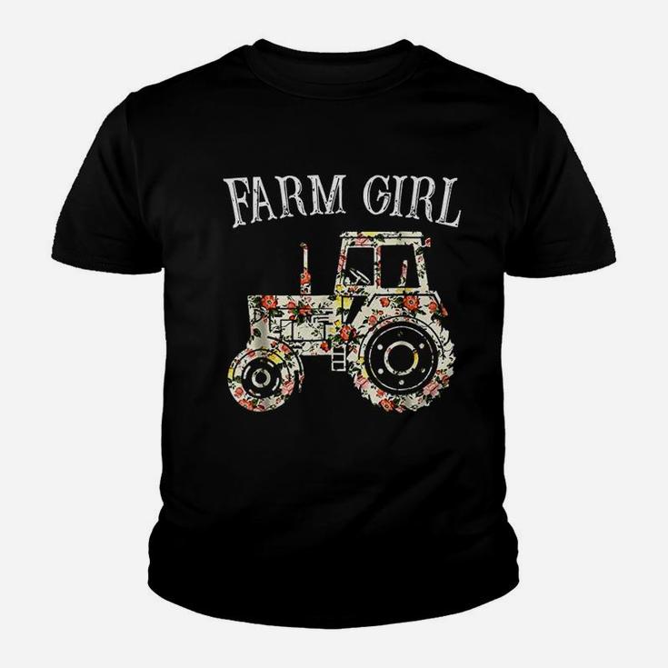 Farm Girl Loves Tractors Loves Life On The Farm Kid T-Shirt
