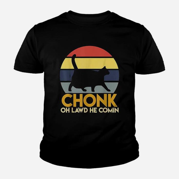 Fat Cats Chonk Oh Lawd He Comin Vintage Retro Sunset Kid T-Shirt
