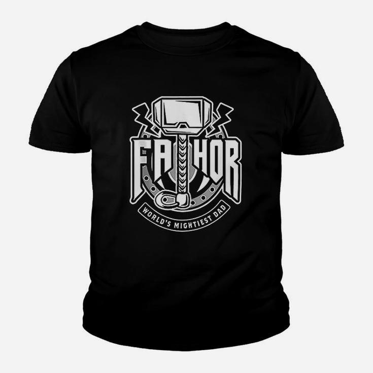 Fathor Worlds Mightiest Dad Funny Cool Viking Father Gift Kid T-Shirt