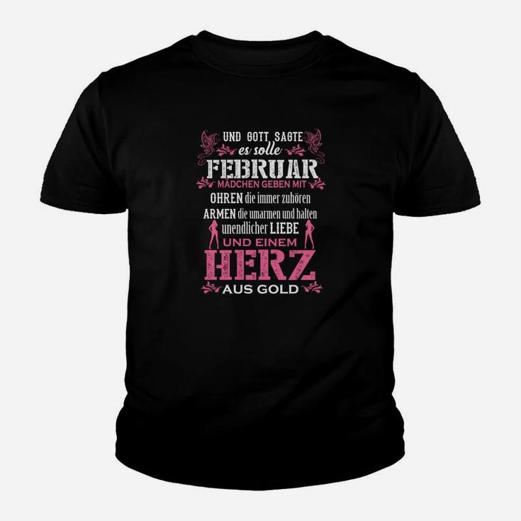 Februar Mädchen Einem Herz Aus Gold Tee Kinder T-Shirt