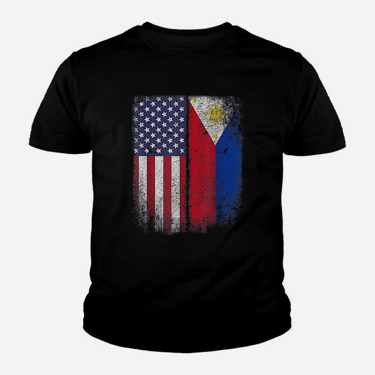 Filipino Roots American Grown Philippines Usa Flag America Kid T-Shirt