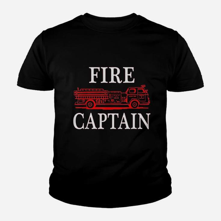 Fire Captain Firefighter Red Truck Fireman Kid T-Shirt