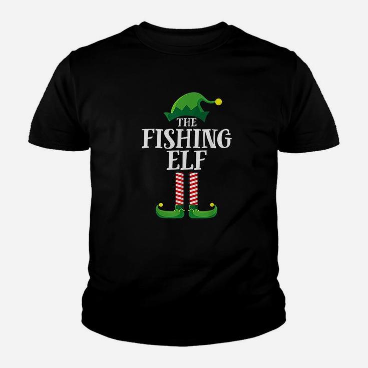 Fishing Elf Matching Family Group Christmas Party Kid T-Shirt