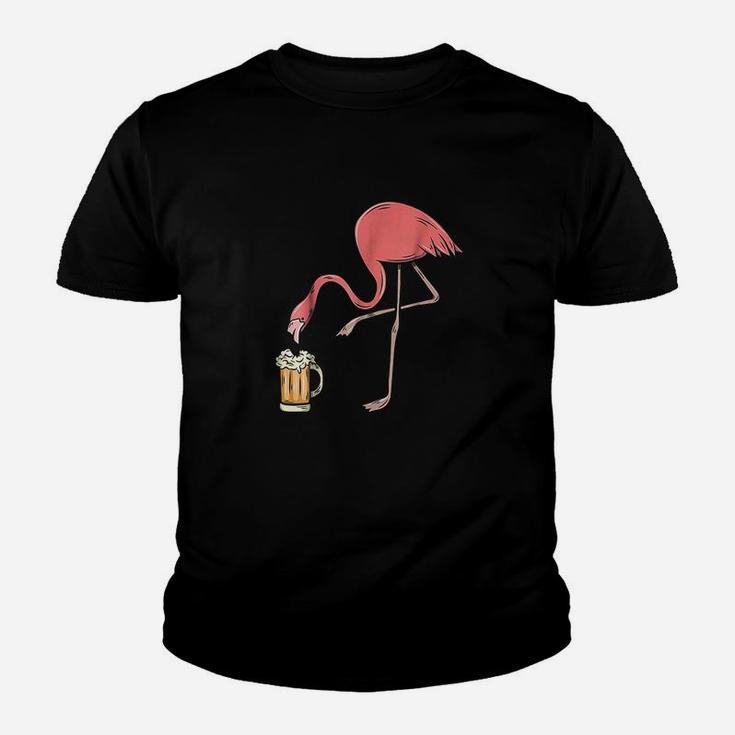 Flamingo Drinking Beer Funny Pink Flamingo Kid T-Shirt
