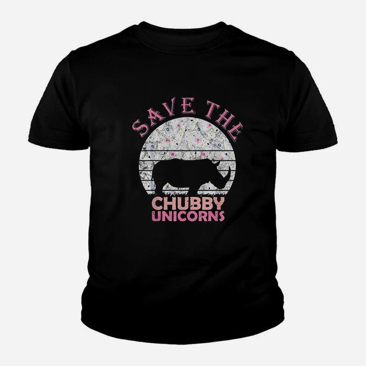 Floral Rhino Gift For Girls Women Save The Chubby Unicorns Kid T-Shirt