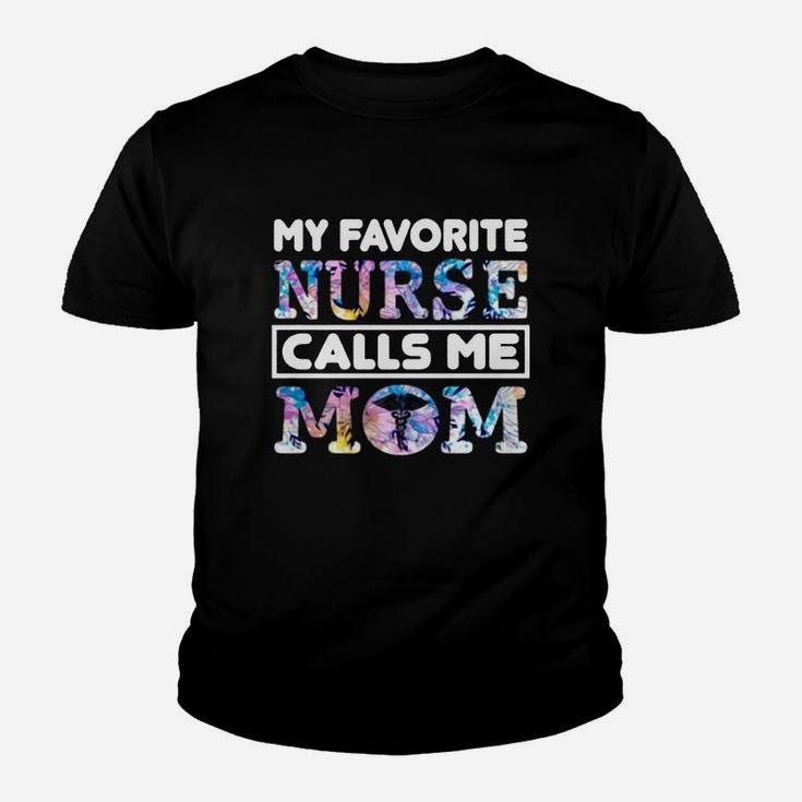 Flower My Favorite Nurse Calls Me Mom Kid T-Shirt