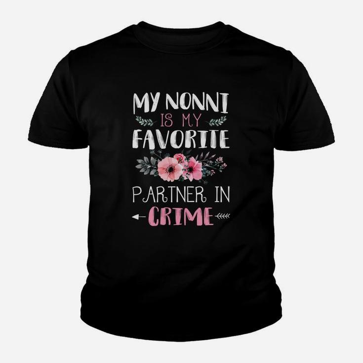 Flower My Nonni Is My Favorite Partner In Crime Kid T-Shirt