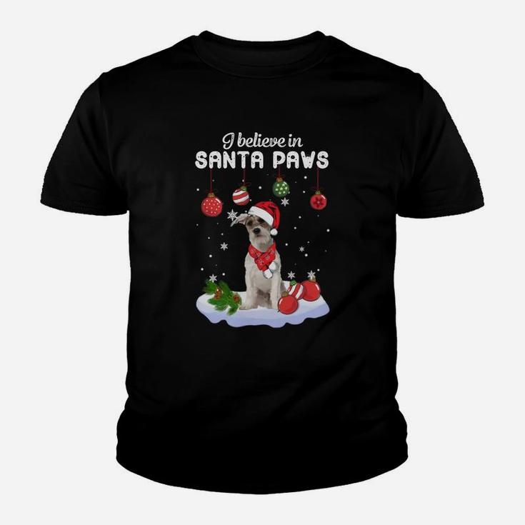 Fox Terrier I Believe In Santa Paws Christmas Shirt Kid T-Shirt