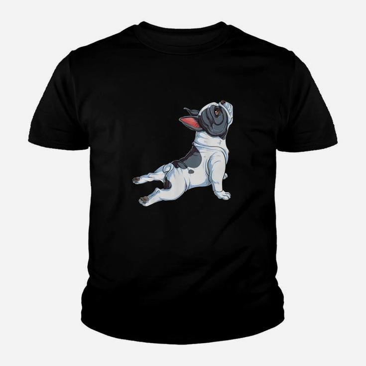 Französische Bulldogge Yoga Frauen Lustig Hund Welpe Kinder T-Shirt