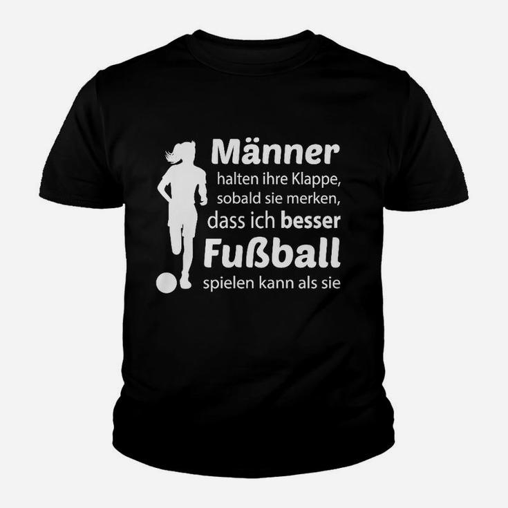 Frauen Fußballerinnen Kinder Tshirt, Spruch Überlegenheit im Spiel
