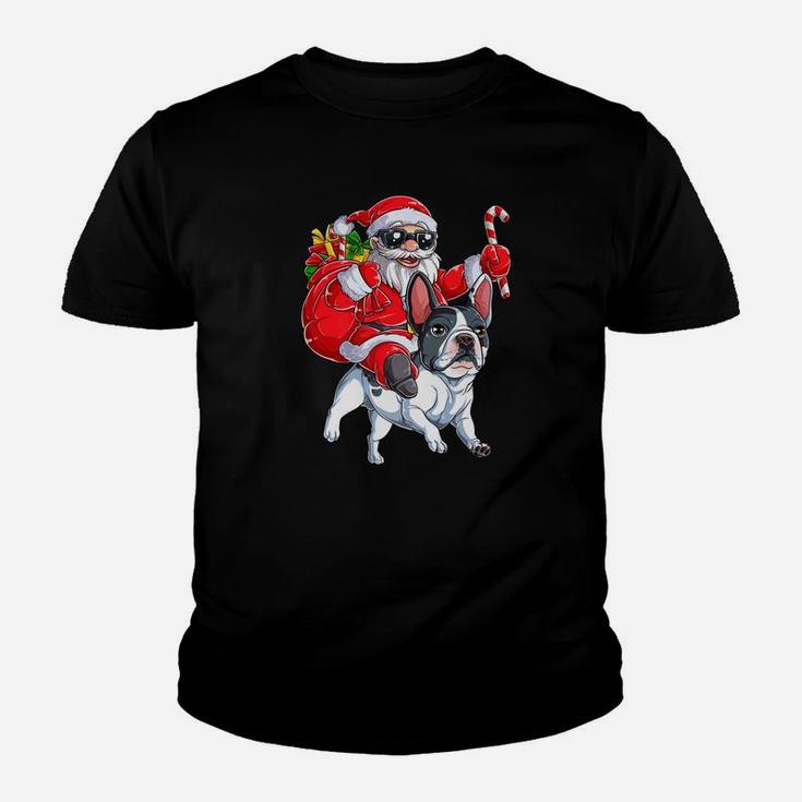 French Bulldog Christmas Shirt Santa Claus Woofmas Dog Boys Kid T-Shirt