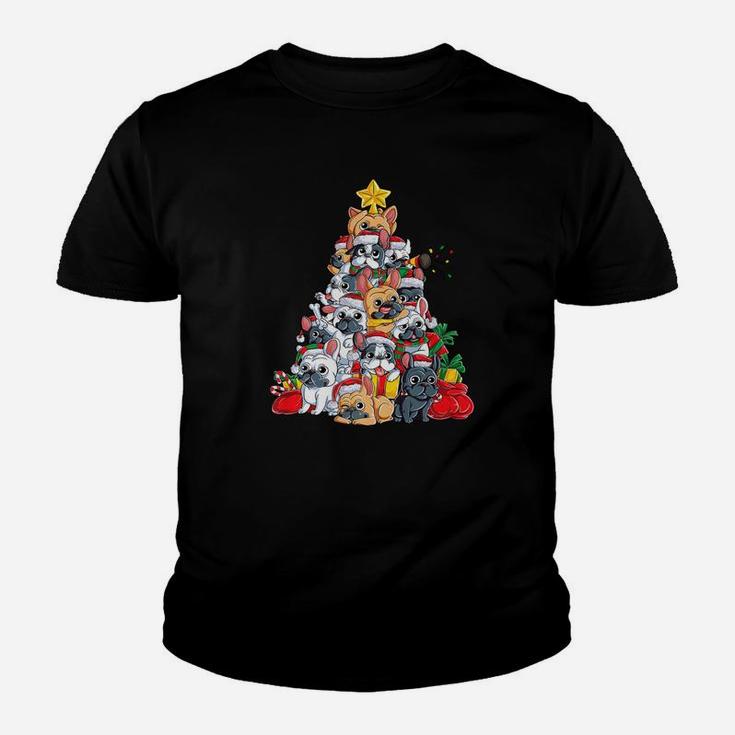 French Bulldog Christmas Shirt Xmas Tree Dog Boys Girls Gift Kid T-Shirt