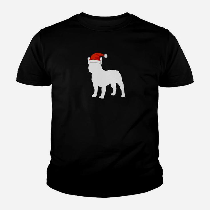 French Bulldog Santa Hat Christmas Dog Kid T-Shirt