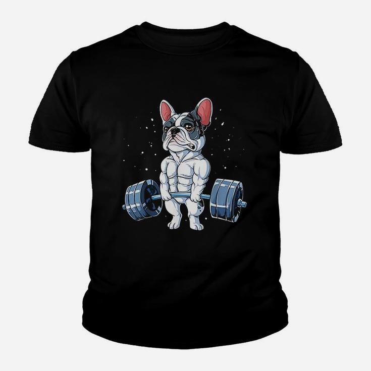 French Bulldog Weightlifting Funny Deadlift Men Fitness Gym Kid T-Shirt