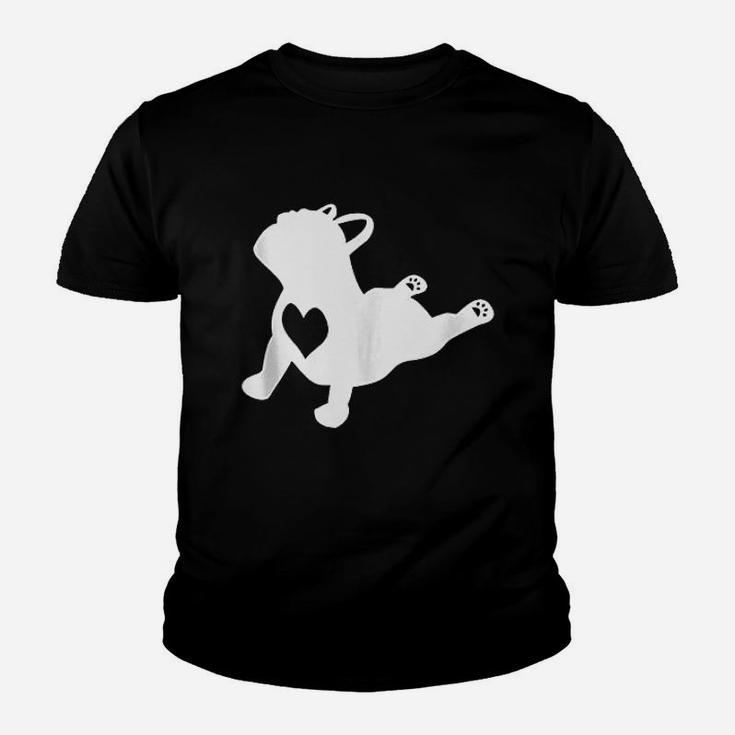 French Bulldog Yoga Pose Love Heart Frenchie Workout Gift Kid T-Shirt
