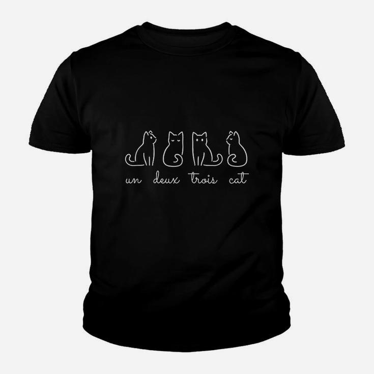 French Inspired Un Deux Trois Cat Funny French Joke Quote Kid T-Shirt