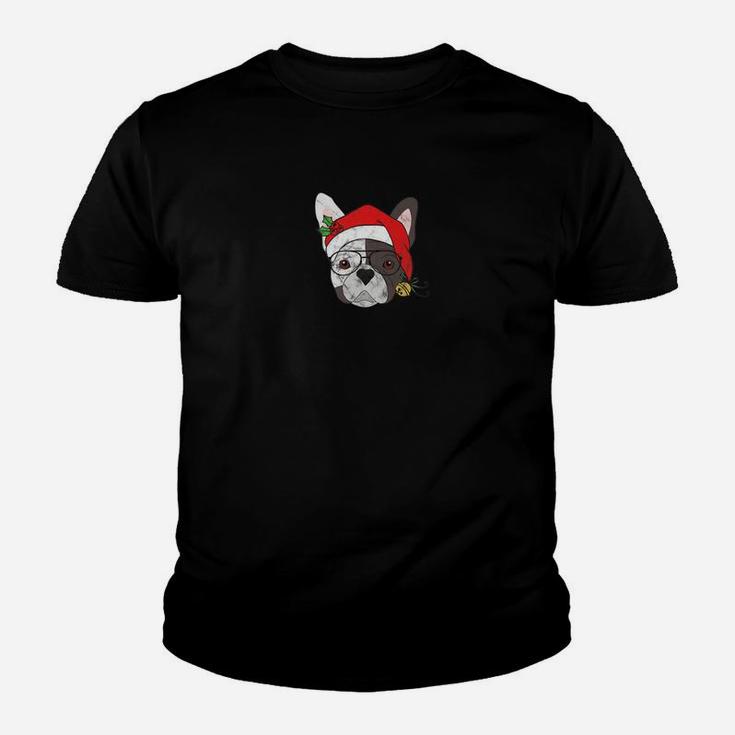 Frenchie Santa Christmas Distressed French Bulldog Kid T-Shirt
