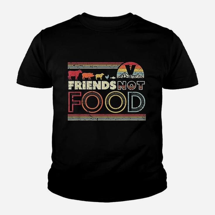 Friends Not Food Retro Style Vegan Vegetarian Kid T-Shirt