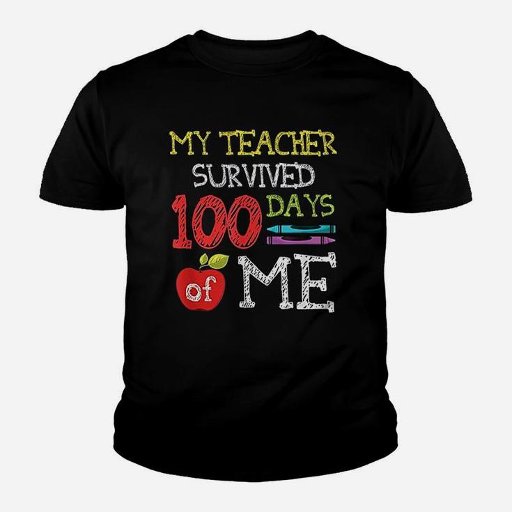 Funny 100 Days Of School My Teacher Survived 100 Days Of Me Kid T-Shirt