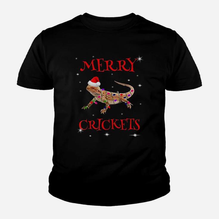 Funny Bearded Dragon Christmas Merry Crickets Gift Kid T-Shirt