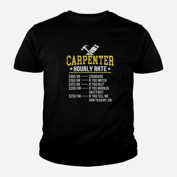 Funny Carpenter Hourly Rate Woodworker Union Labor Rate Kid T-Shirt