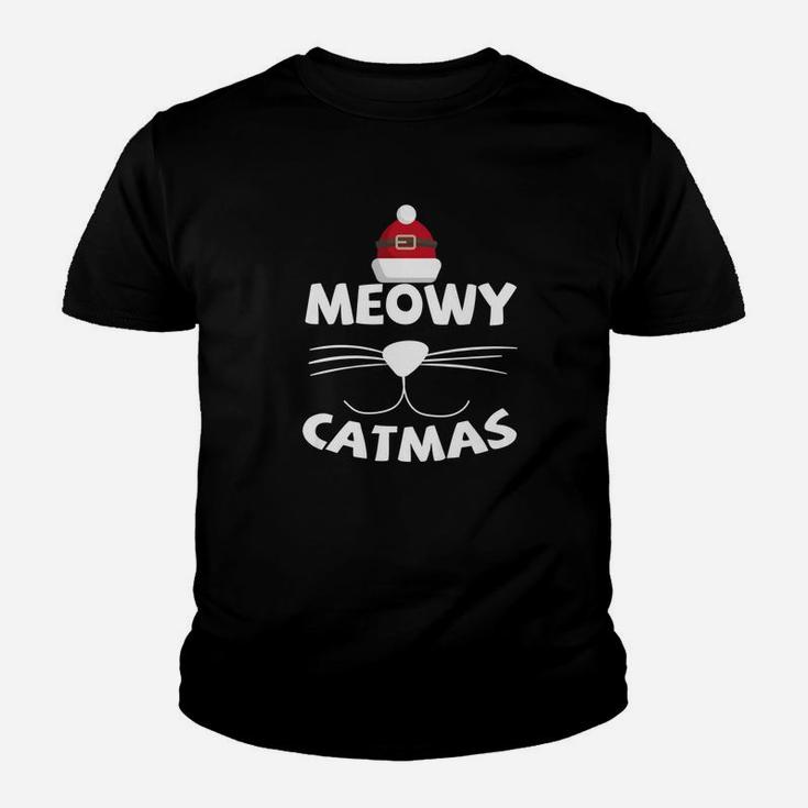 Funny Cat Christmas Shirt Meowy Catmas Kid T-Shirt